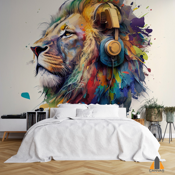 cool-party-lion-headphones-white-background-generative-ai