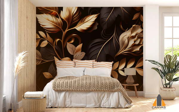flower-leaf-black-gold-illustration-background
