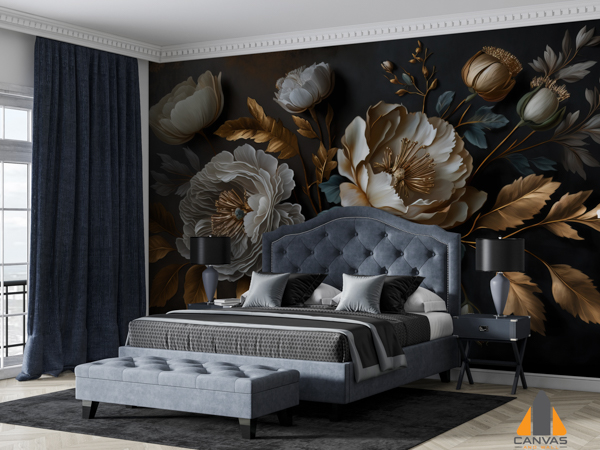 generative-ai-close-up-blooming-flowerbeds-amazing-white-golden-flowers-dark