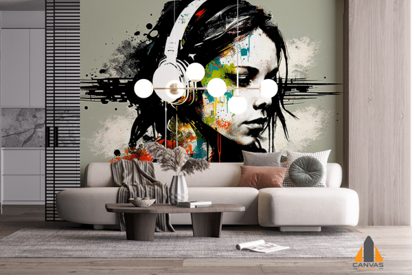 girl-listens-music-with-headphones-with-acrylic-paints-canvas-beautiful-interior-poster-stylish-painting-generative-ai