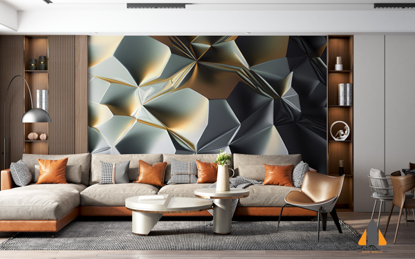 holographic-silver-golden-low-poly-abstract-background-generative-ai