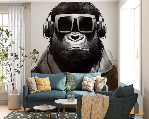 monkey-gorilla-with-headphones-color-art