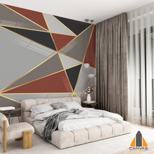 mural-wallpaper-geometric-shapes-goden-black-red-gray-shapes