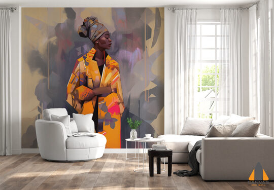 painting-woman-yellow-coat-hat-standing-generative-ai