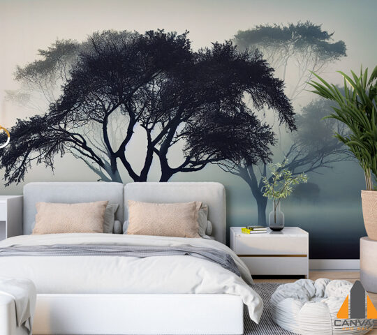 silhouette-old-tree-trunk-dusk-generative-ai