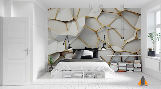 wall-white-gold-with-honeycomb-pattern