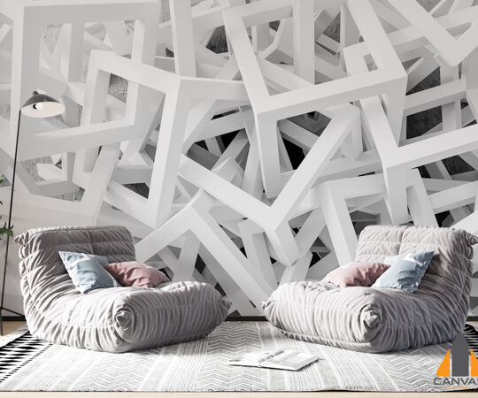 white modern geometrical wallpaper