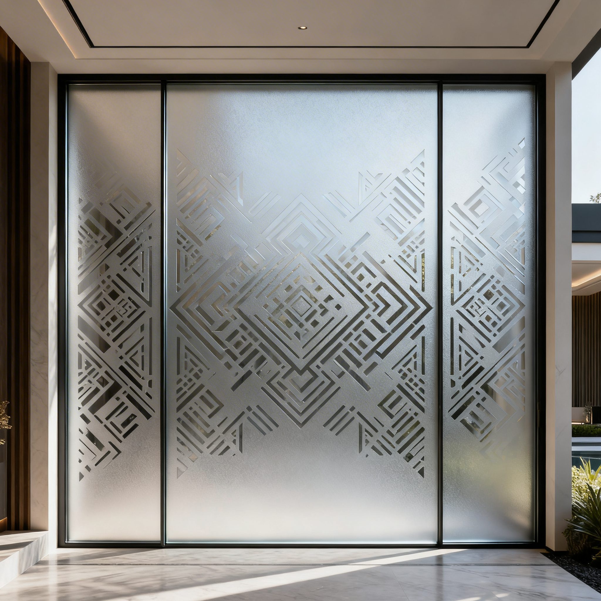 Intricate Geometric Pattern Film - Window Frosting