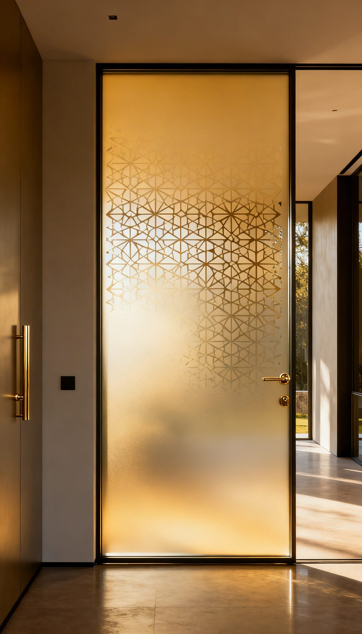 Gold Geometric Frosted Door - Window Frosting