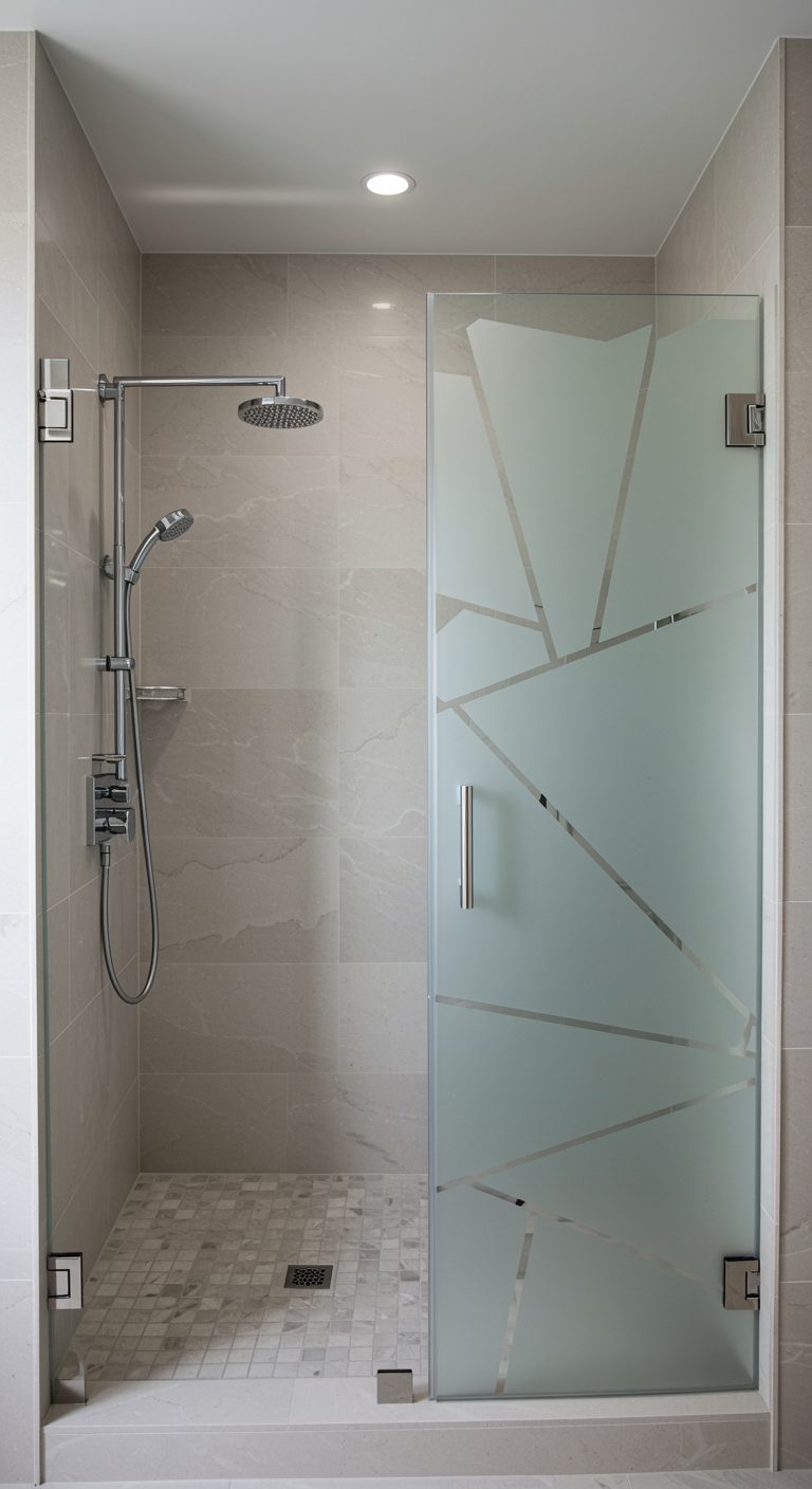 Geometric Shower Door - Window Frosting