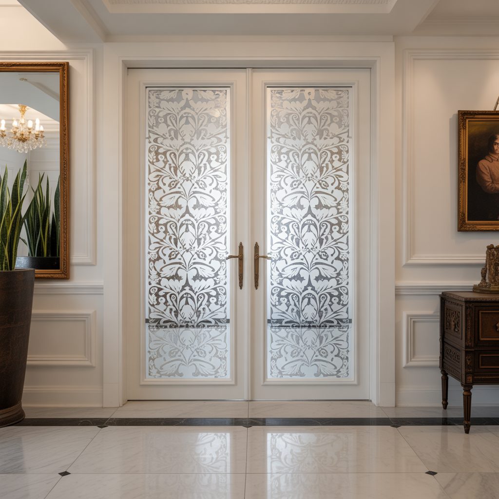 Ornate Framed Frosted Film - Window Frosting