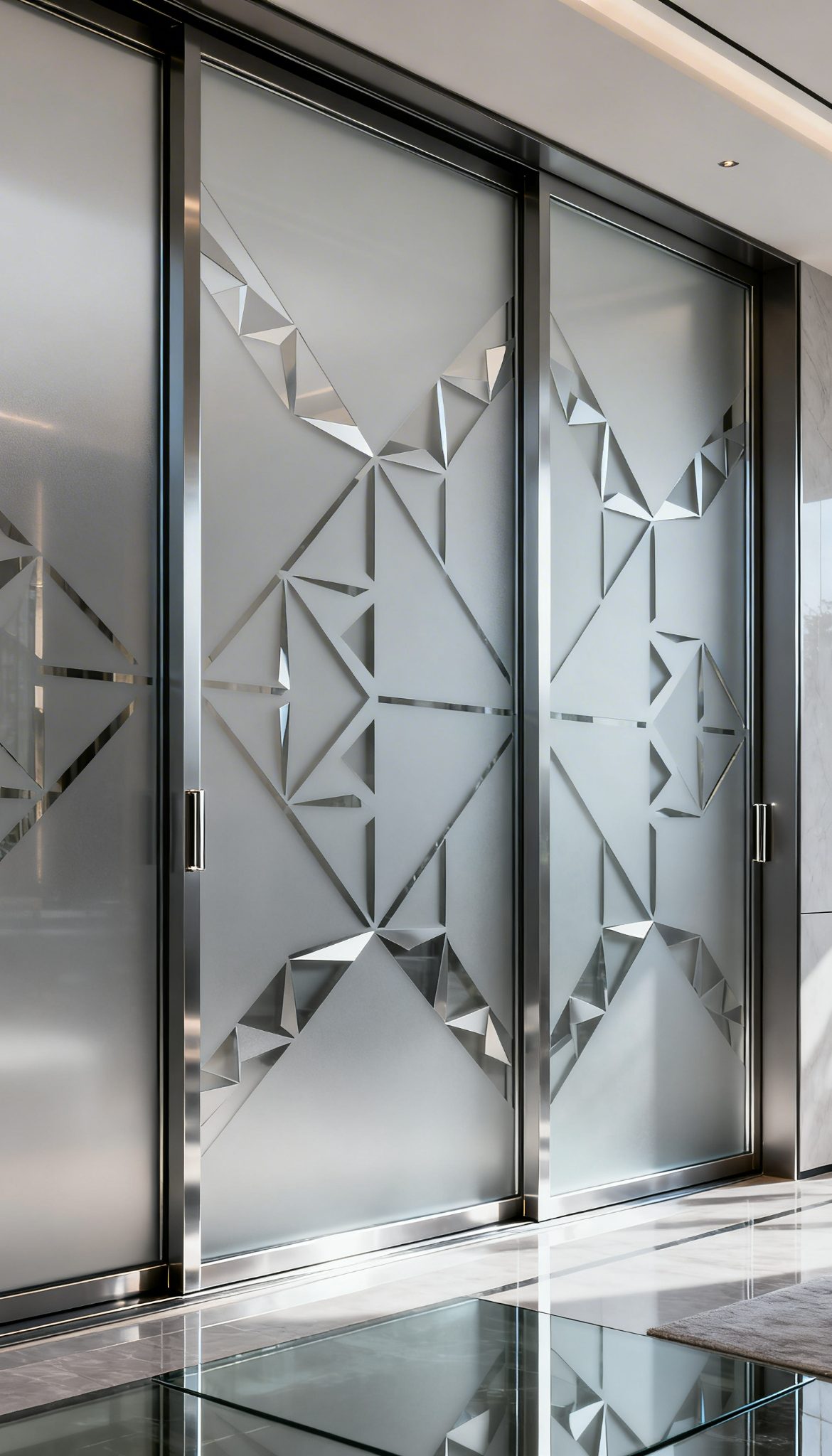 Metallic Geometric Pattern Film - Window Frosting