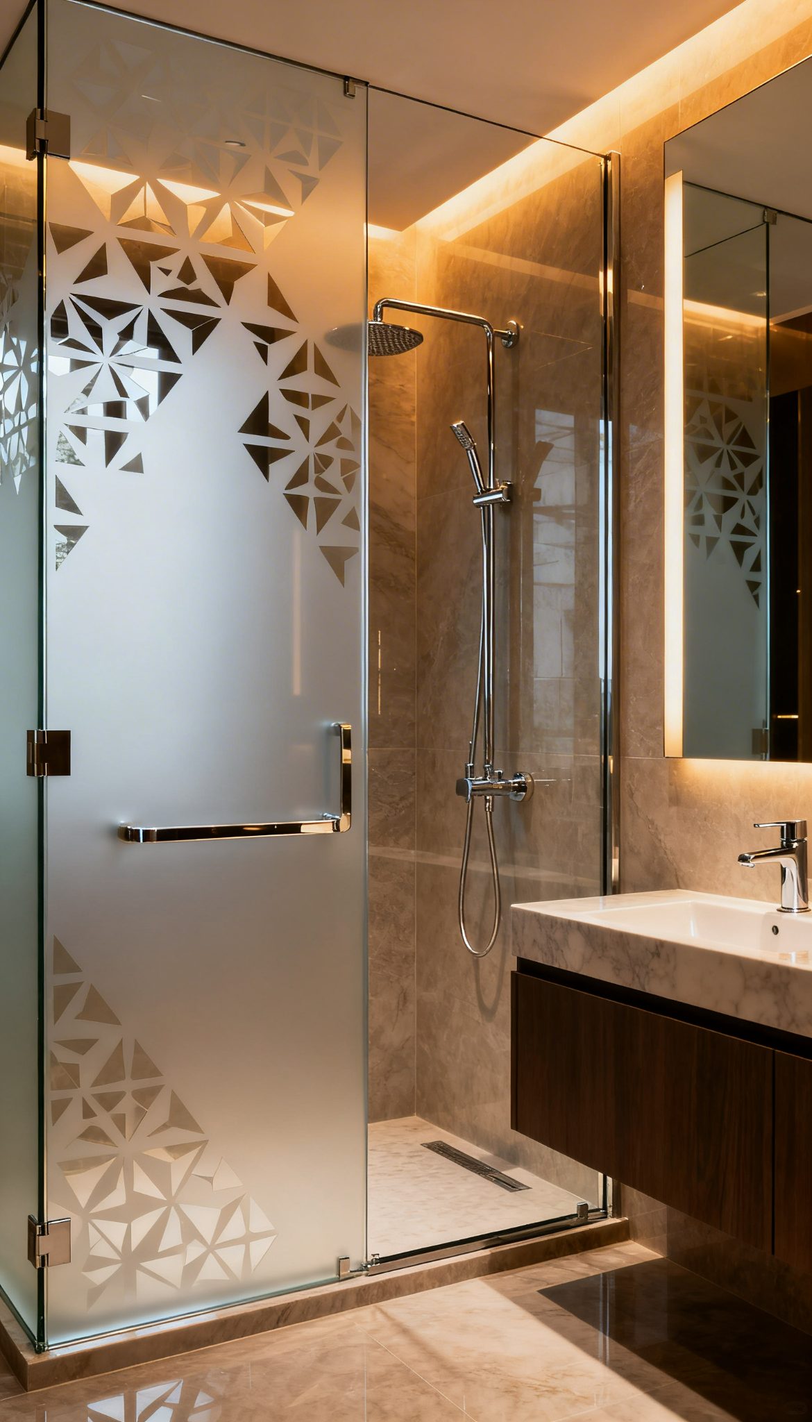 Geometric Frosting Entryway - Window Frosting